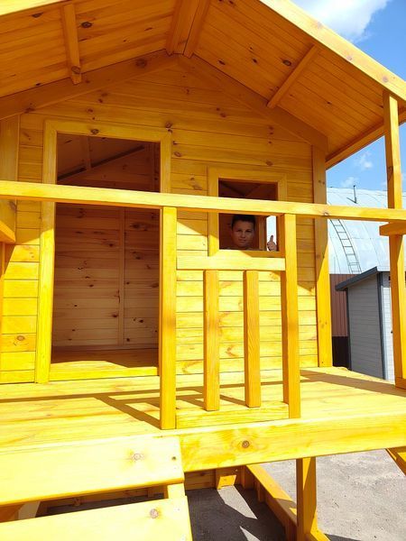 Ігровий будиночок для дітей з пісочницею двоповерховий 401 фото